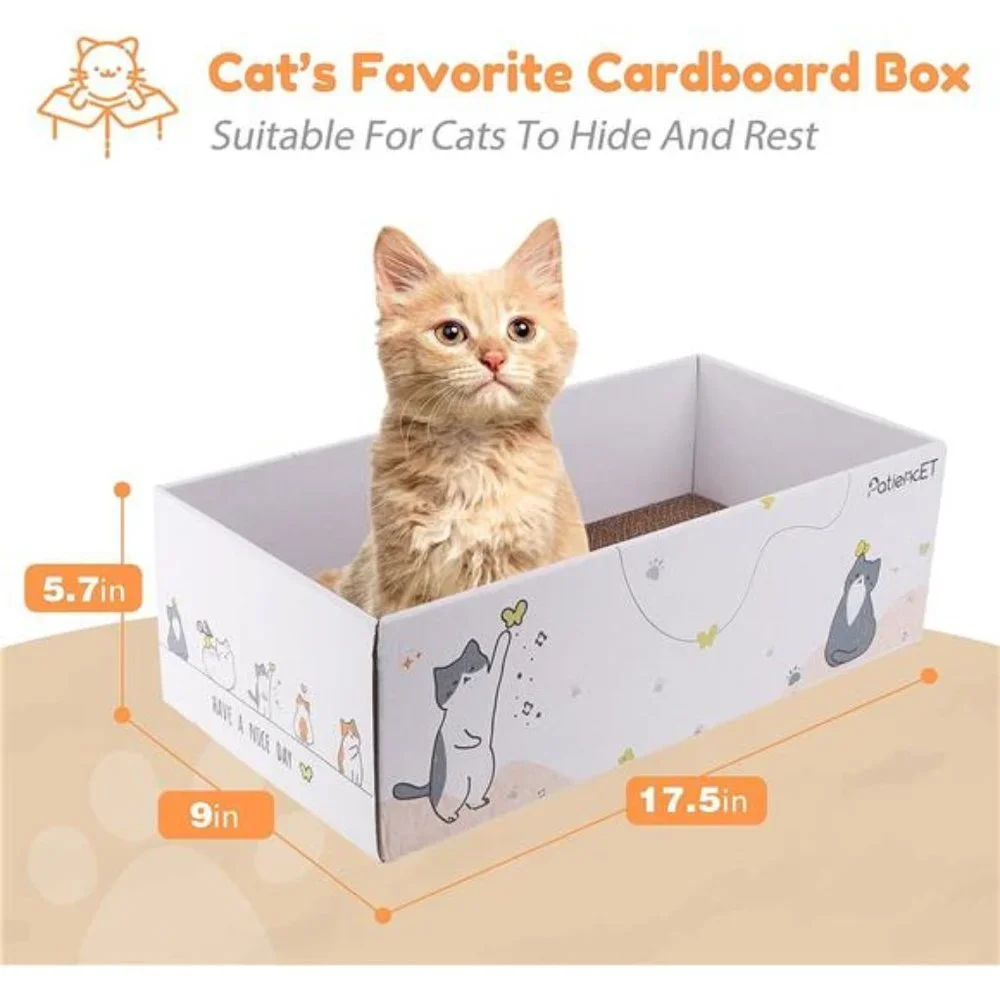 4 Pack Cat Scratch Pad with Box, Cardboard Cat Scratcher for Indoor Cats